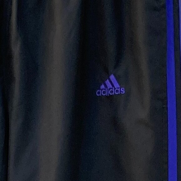 Vintage Adidas Black 3 Purple Stripes Athletic Track Pants Size Medium - Picture 3 of 10